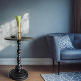 OINKSAAK,Round Side Table，Accent Table，Small end Table，Living Room Tables，Drink Table，Outdoor Side Table，Bistro Table，Metal Circle Antique Pedestal Round Table - Bircata