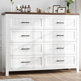 Farmhouse Dresser 8 Drawer Dresser for Bedroom, Large Wooden Dressers Double Grey Dresser with Deep Drawers Dressers for Living Room, Hallway, Entryway (Gray)