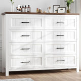 Farmhouse Dresser 8 Drawer Dresser for Bedroom, Large Wooden Dressers Double Grey