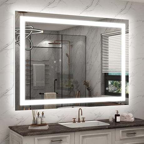 55x36 LED Bathroom Mirror for Wall, Large Lighted Vanity Mirror with Lights, Dimmable,