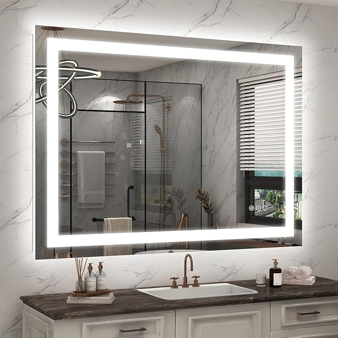 LED Bathroom Mirror for Wall, Large Lighted Vanity Mirror