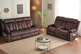 Electric Power Reclining Sofa Set - 3-Seater with Flip-Top Console & Massage Heat