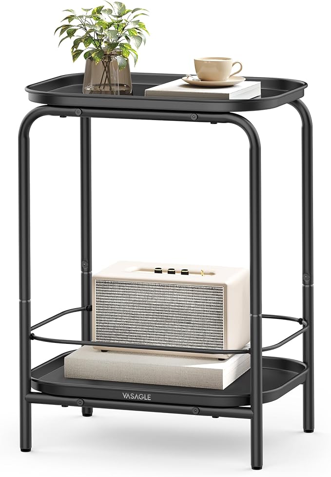 2-Tier Outdoor Table, Accent Side Table End Table, Small Tray Table