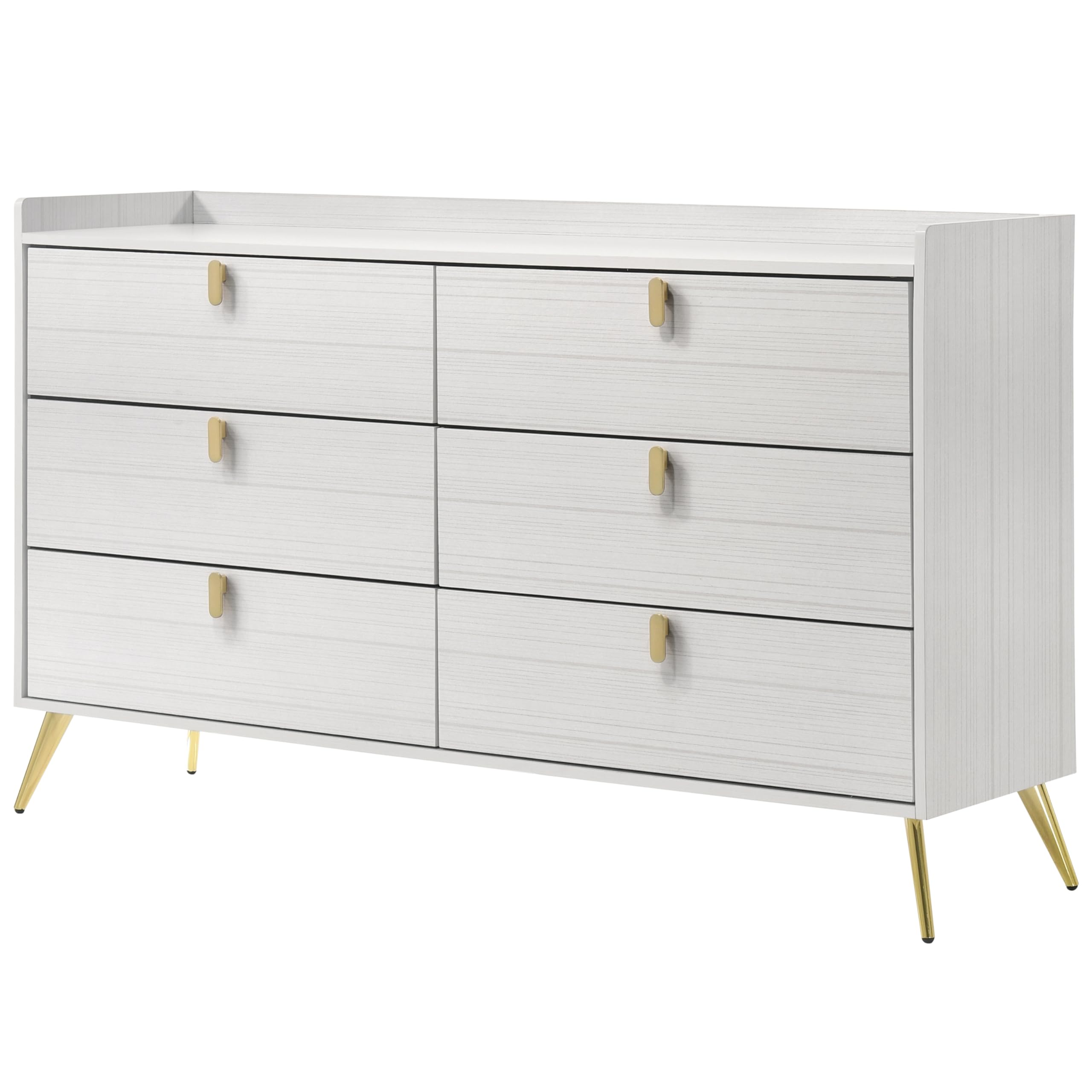 Zeena 6-Drawer Wooden Dresser in White