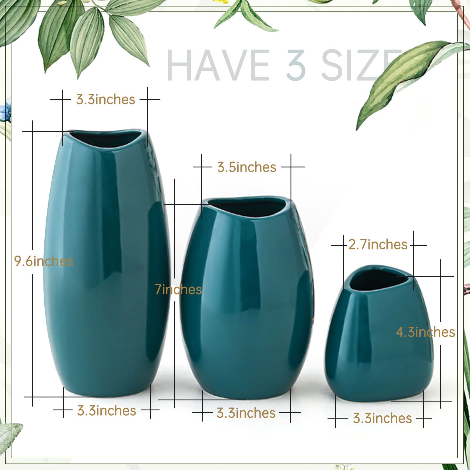 Ceramic Vase Set of 3 Flower Vases for Home Decor, Modern White Vase for Centerpieces