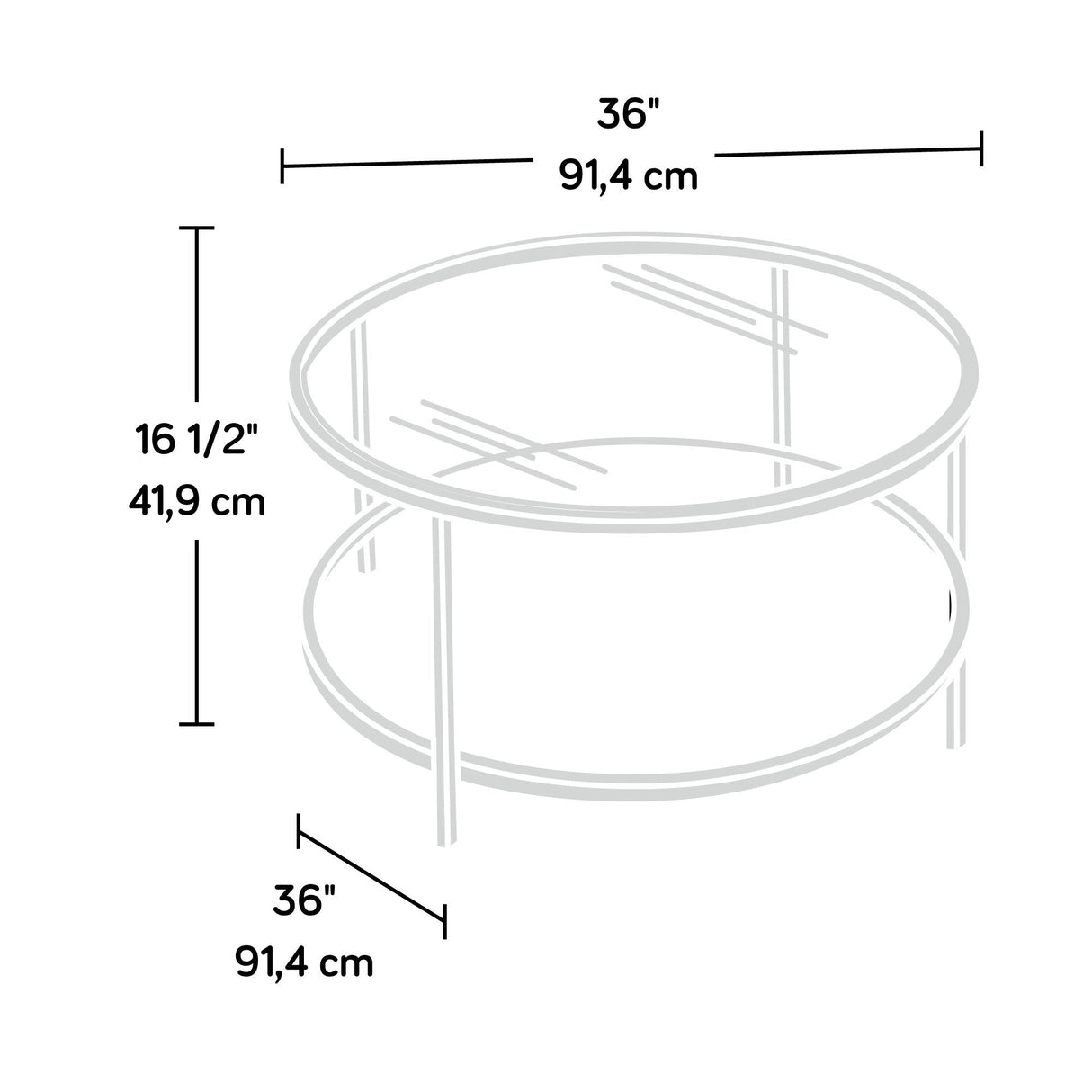 417830 Int Lux Coffee Table Round, Glass / Gold Finish