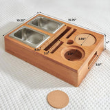 Bamboo Snack Tray Cup Holder - Food Caddy for Eating on Couch, Bed, Sofa