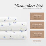 3 Piece Twin Bedding Sheet Set (Light Blue Floral) - Sleep Better Than Ever