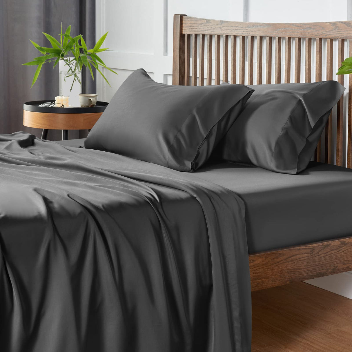 Cooling Sheets Queen Size, Rayon derived from Bamboo, Oeko-TEX Certified Luxuriously Soft & Cooling Silky Sheet Set