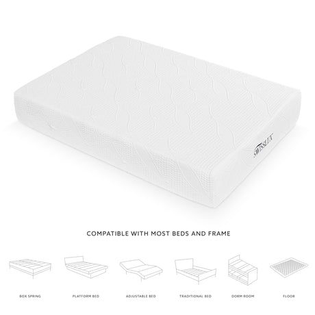 12-Inch King Size Mattress, iCOOL Tech and Cooling Gel Infused Medium Plush Memory Foam Mattress,