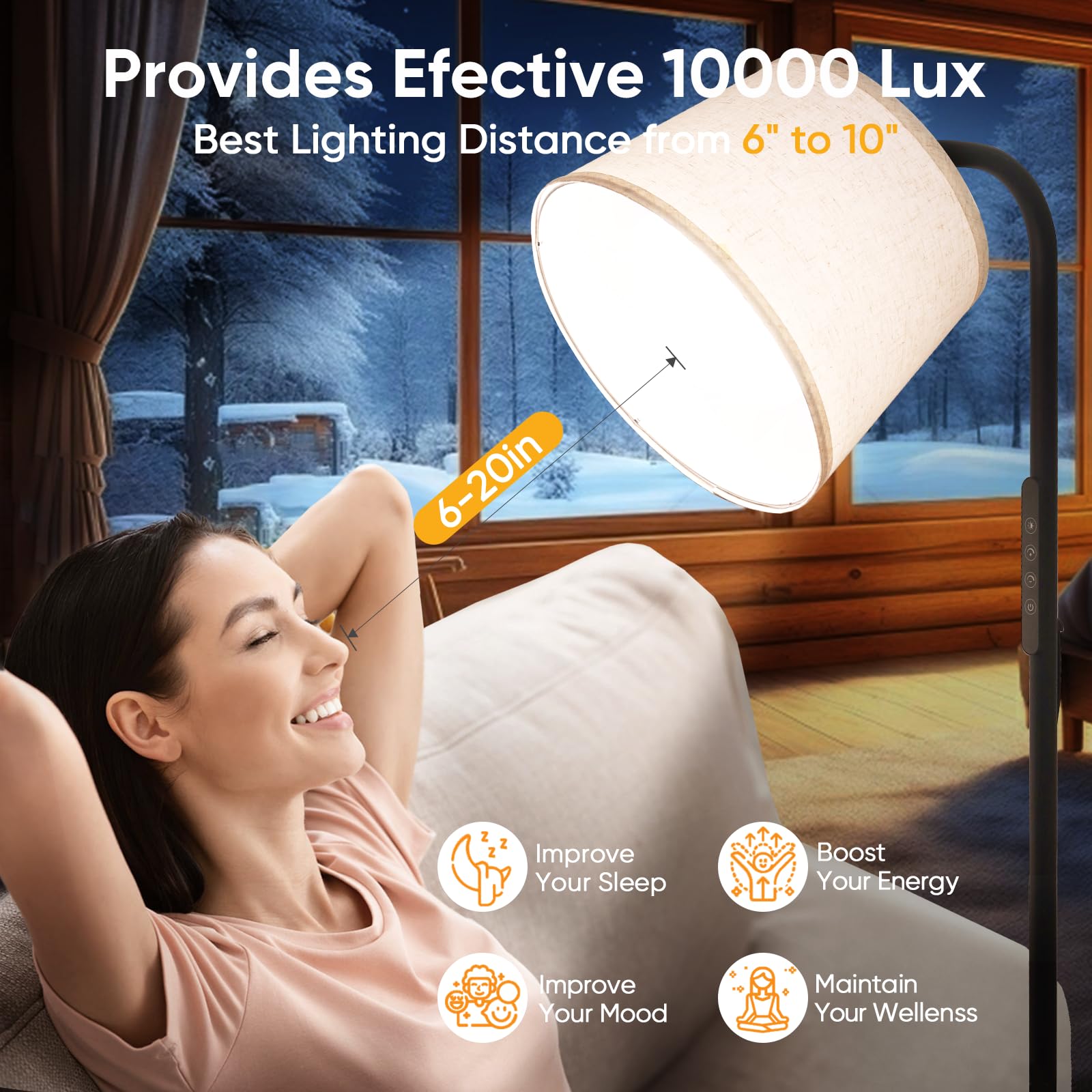 10000 Lux Light Therapy Lamp with Remote Control