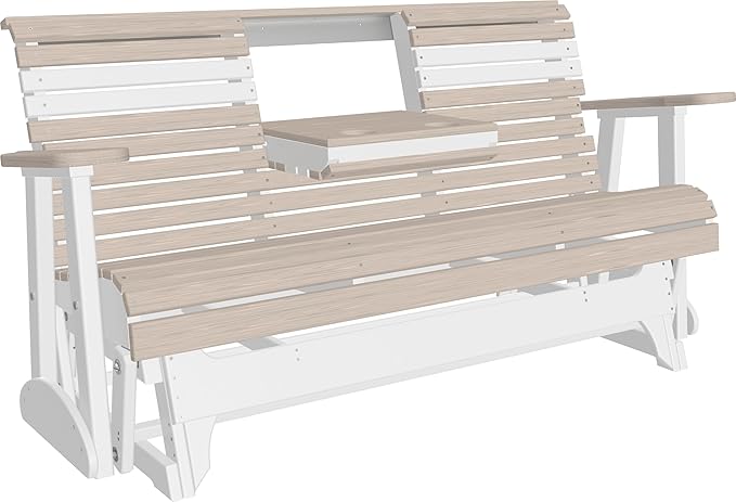 5' Plain Double Glider Bench, 2 Person Glider Chair, 2 Seat Outdoor Glider, Outdoor