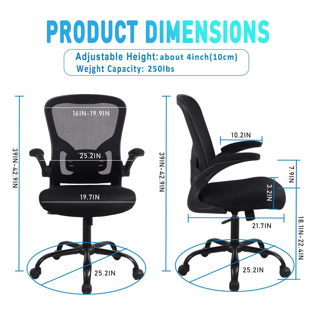 Ergonomic Office Desk Chair Breathable Mesh Swivel Computer Chair, Lumbar