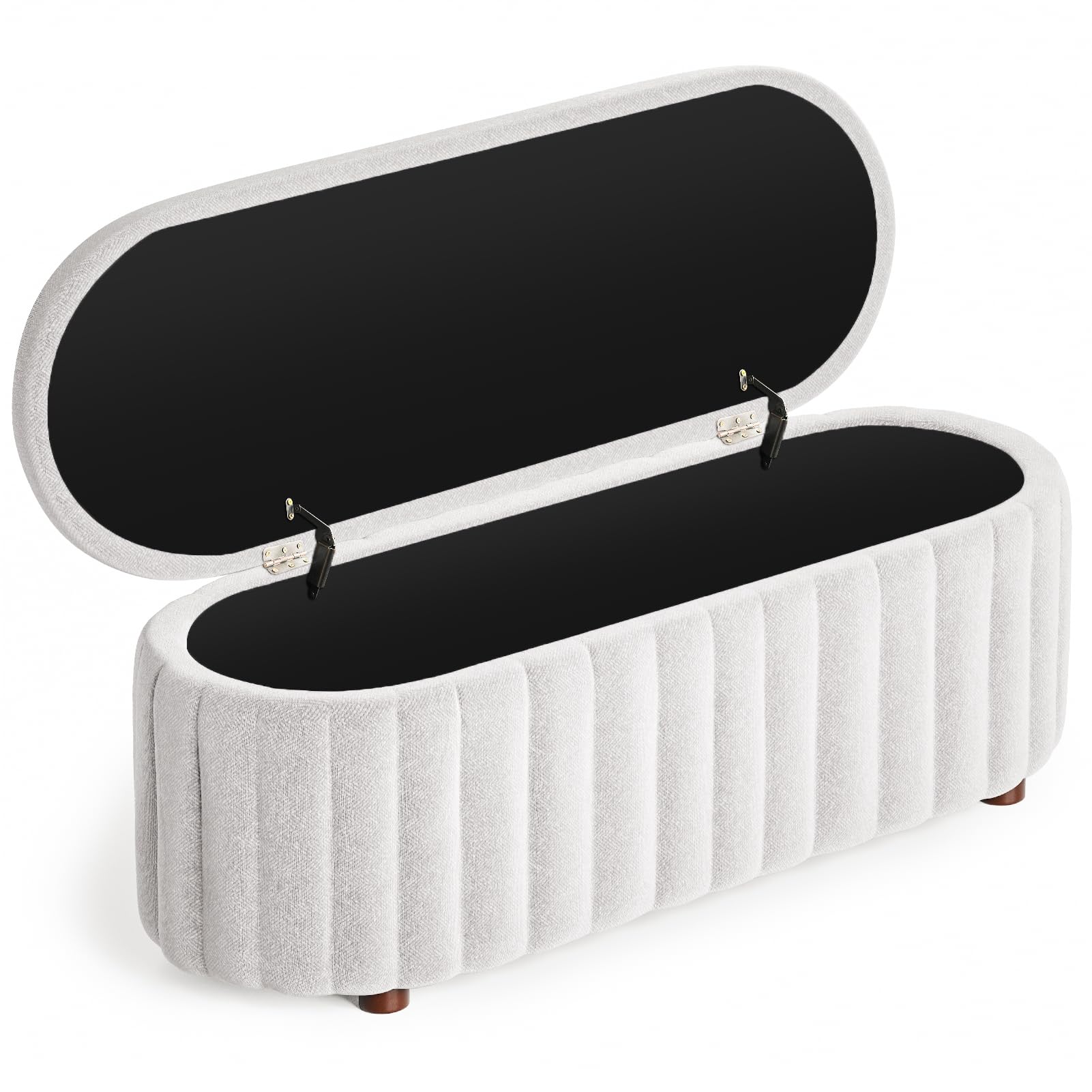 Storage Ottoman Bench, 46 Inch Upholstered Bench & Ottoman