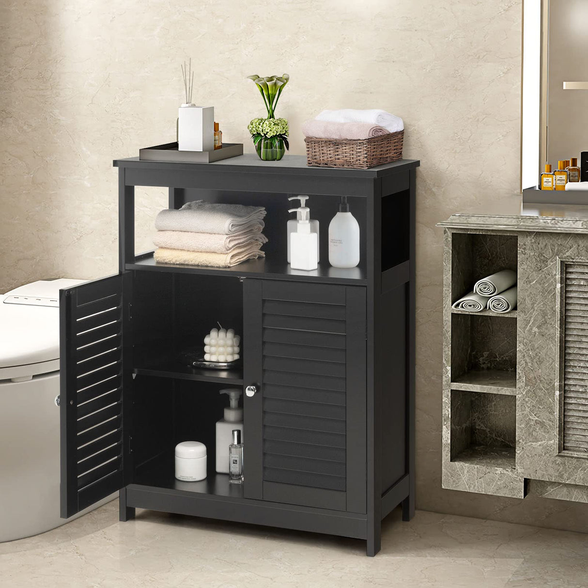 Bathroom Storage Cabinet, Wooden Side Storage Organizer