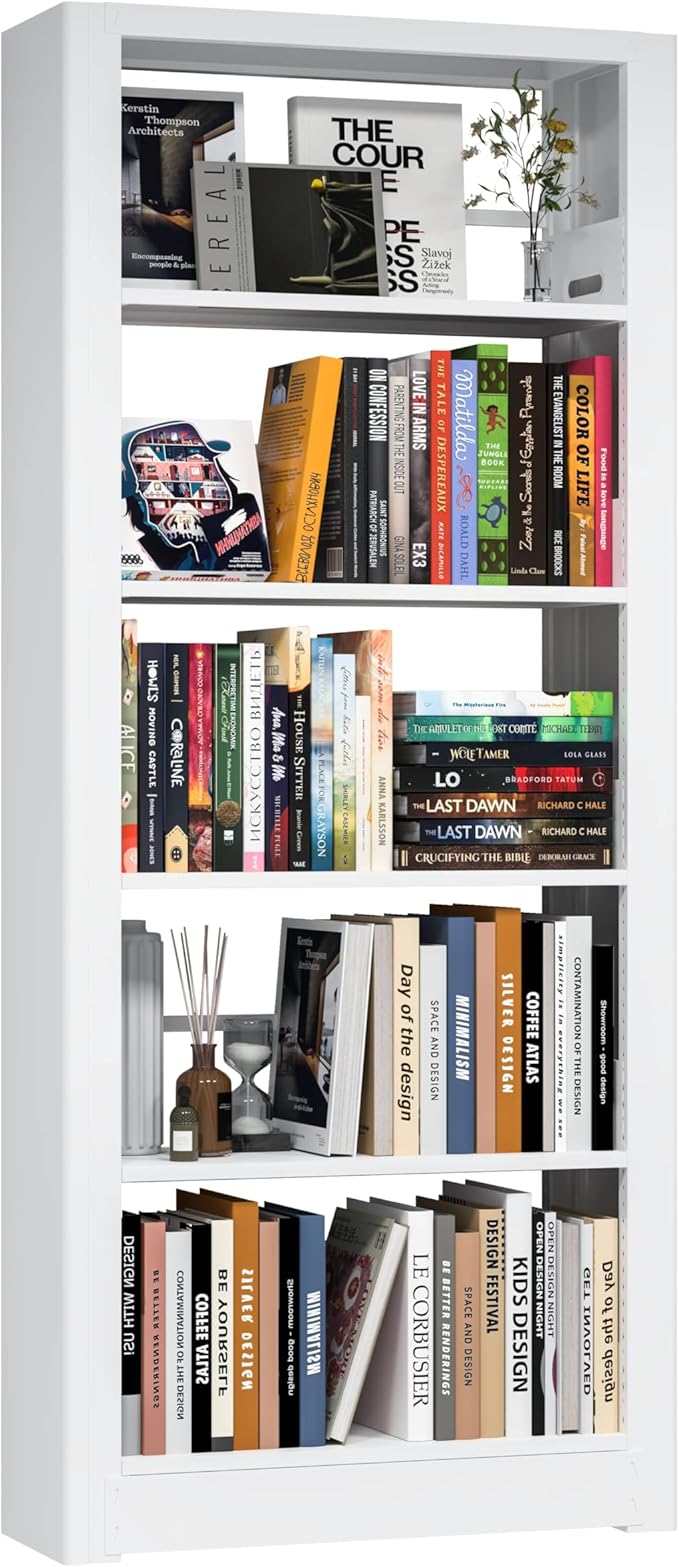 Metal Bookshelf, 5 Tier Black Bookcase with Adjustable Storage Shelves, 69" Tall Book