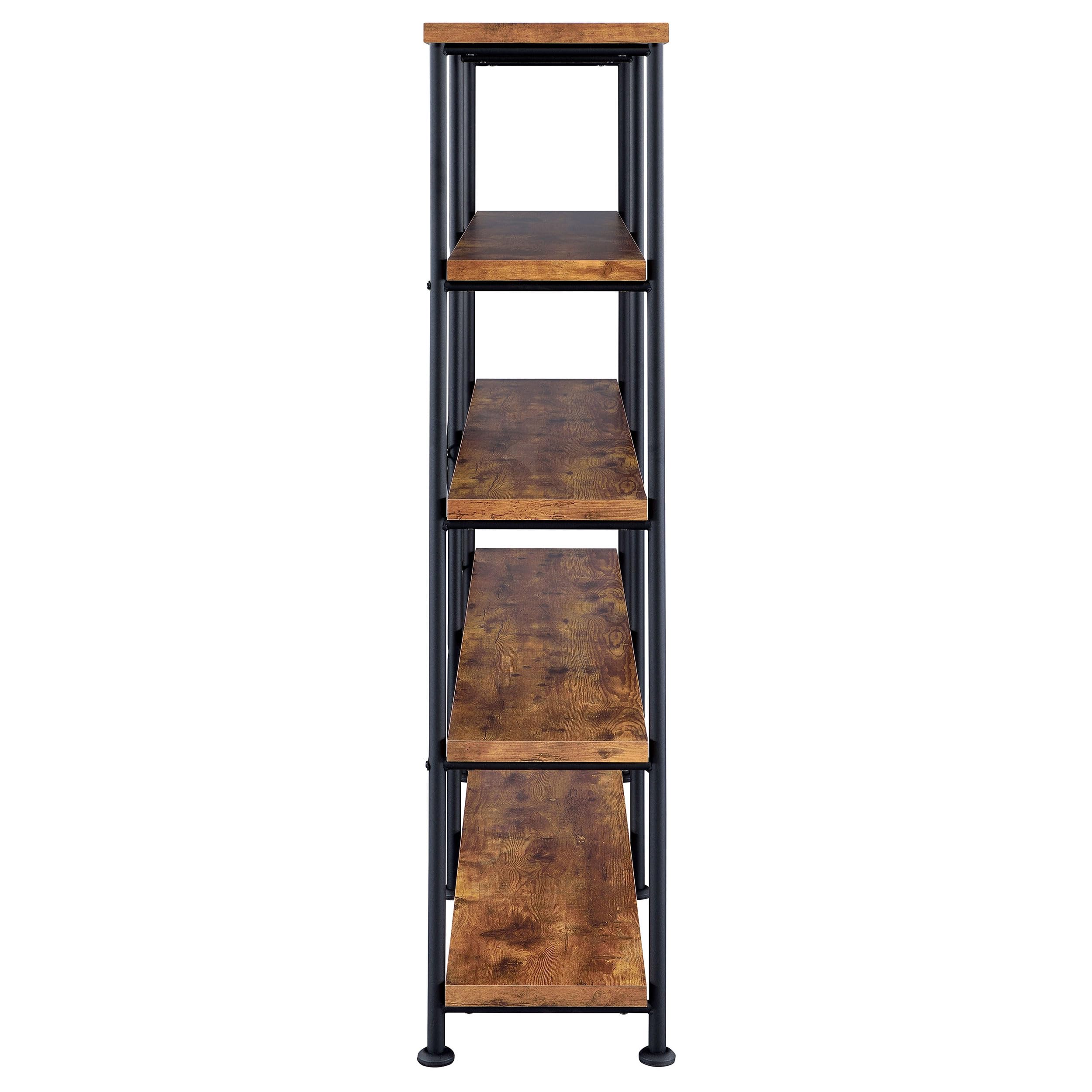 Analiese Rustic Industrial 4-Tier Double Bookcase Etagere Bookshelf Office Storage Book