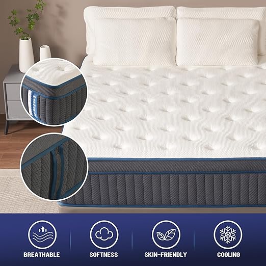 Twinxl Mattress, Lechepus 14 Inch Hybrid Mattress, Medium Plush Gel