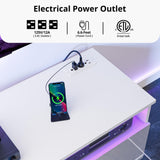 LED High Gloss TV Stand with Electric Fireplace - White