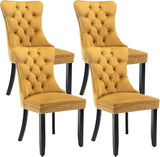 Eifizek Velvet Dining Chairs Set of 2, Tufted Dining Room Chairs with Nailhead Ring Pull Trim