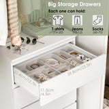 White Dresser, 6 Drawer Dresser, Modern Tall Floor Storage Cabinet