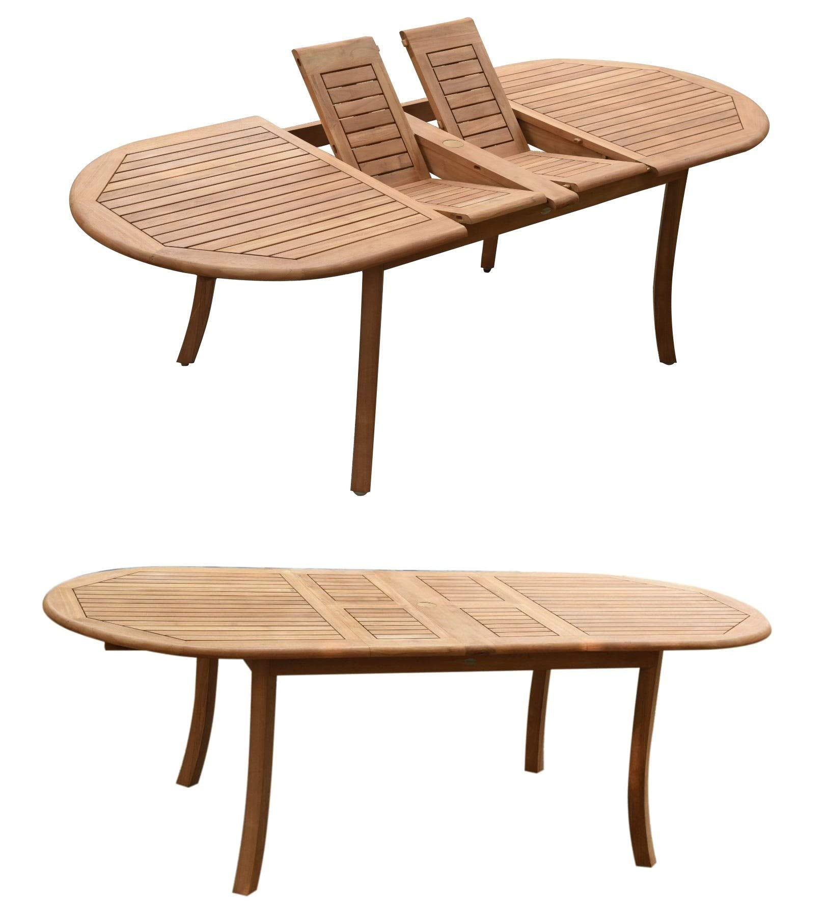 8 Seats 9 Pcs Grade-A Teak Wood Dining Set: 94" Double Extension Oval Table