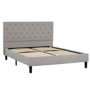 ANI Full Size Platform Bed, Cushioned Tufted Polyester Upholstery