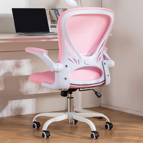 Desk Chair Mesh Office Chair with Flip-up Arms Mid Back Swivel Computer Chair Home