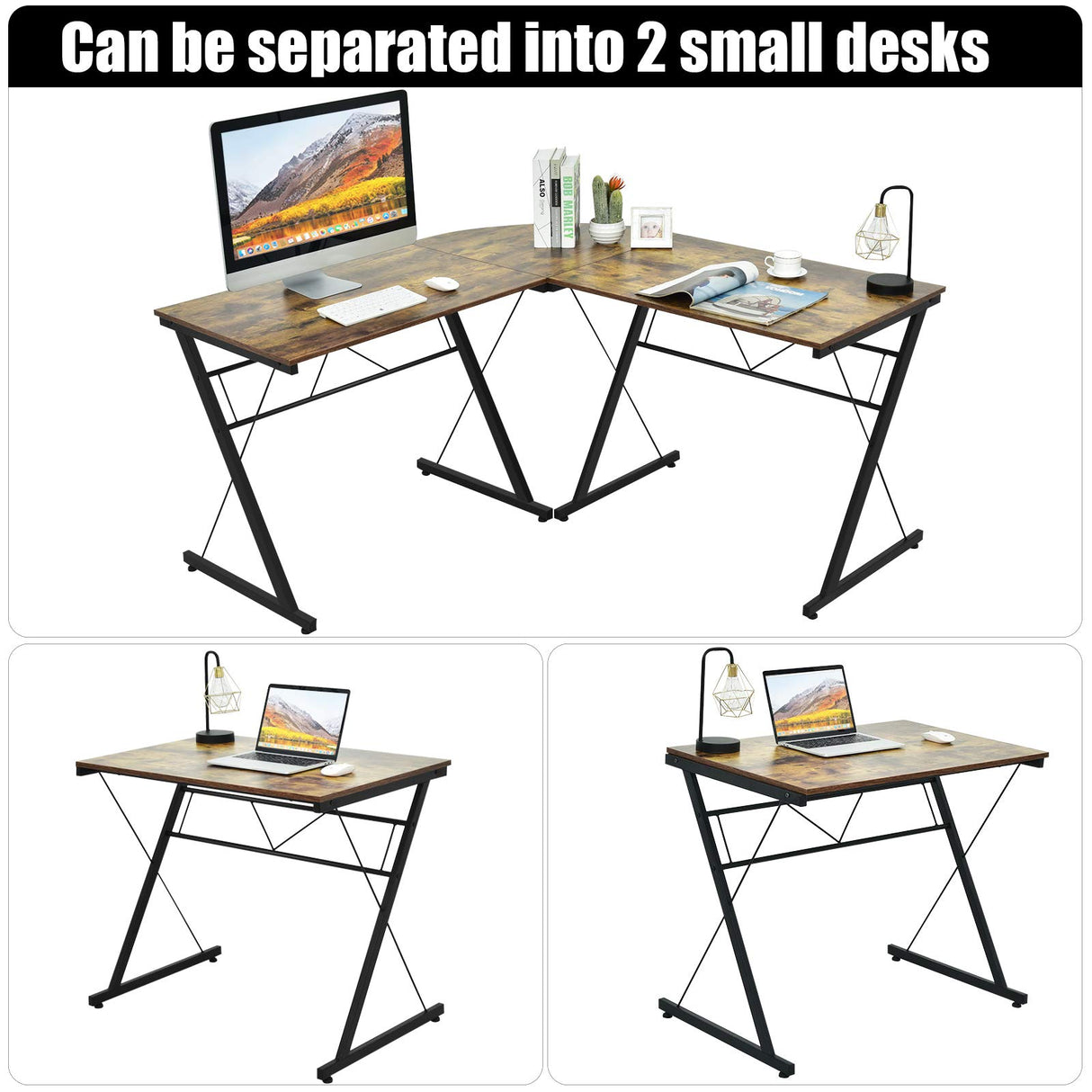 L-Shaped Desk Corner Computer Desk, Space-Saving & Multifunctional Home