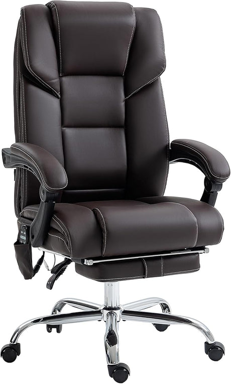 Massage Office Chair with 6 Vibration Points, Lumbar Heated PU Leather Reclining Computer