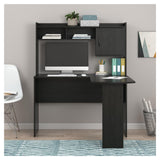 Office Desk, Modern L-Shaped Desk with Hutch, Black Oak (Color : Brown)