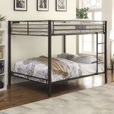 Kaleb Metal Frame Queen Over Queen Bunk Bed with Ladder in Sandy Black