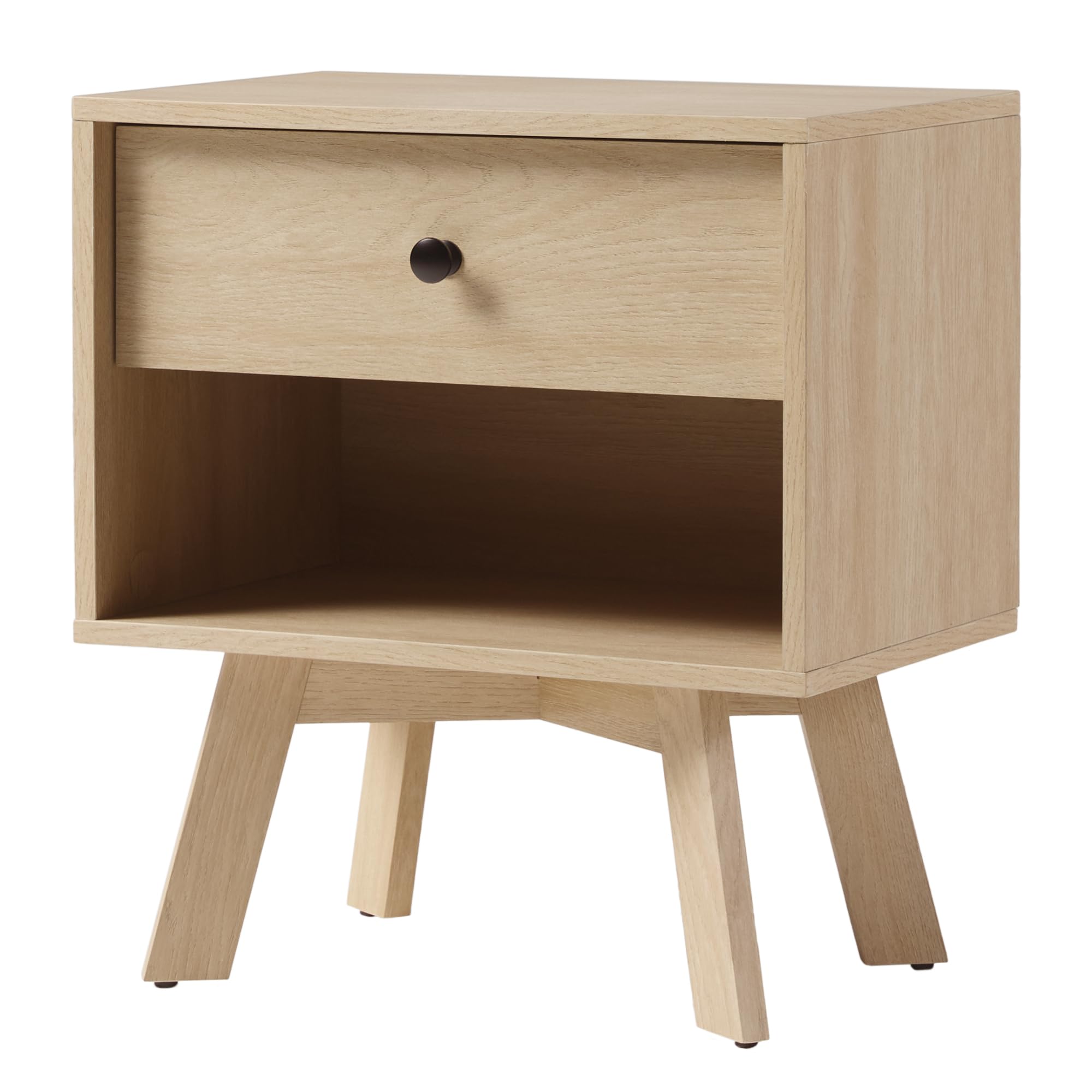 Mid Century Modern 1-Drawer Nightstand Bedroom Storage Drawer and Shelf Bedside End