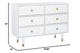 Home Décor Sheerah Six Drawer Geo Texture White Dresser, Gold