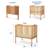 Folding Portable Mini Baby Crib with 1.5-inch Mattress - Greenguard Gold Certified,