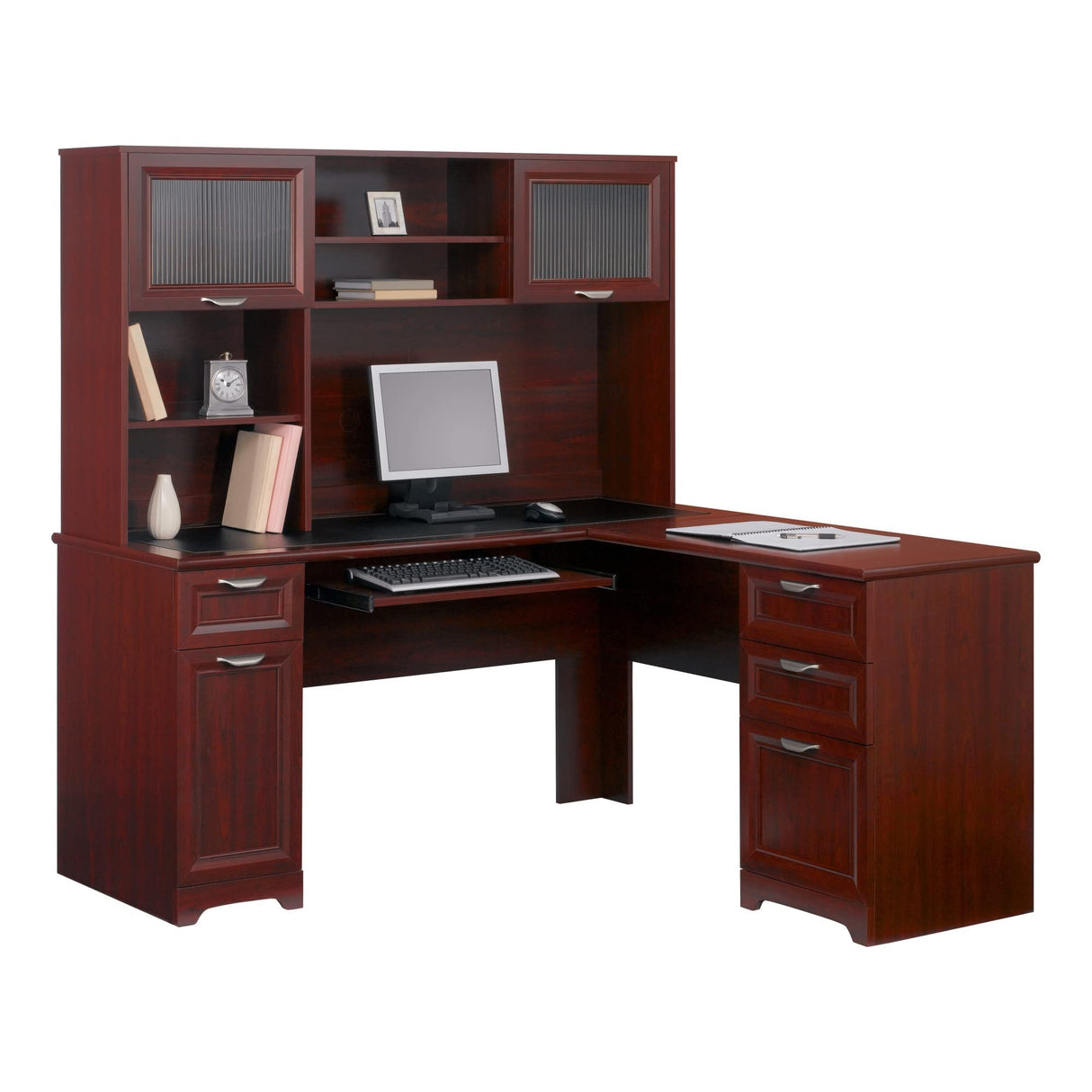 Magellan 59"W L-Shape Corner Computer Desk, Classic Cherry