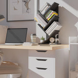 YMYNY 4 Tiers Tree Bookshelf, Retro Brown +Black,HBC014H+HBC014B