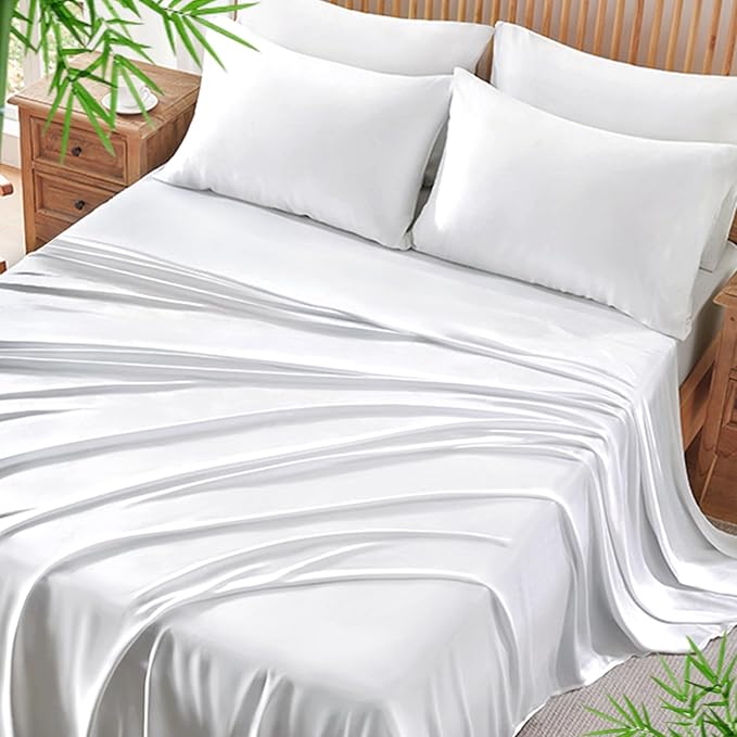 Cooling Quick-Dry Bed Sheets Set 6 Pieces(White, Queen), 30-Seconds Fast Absorbs Sweat,