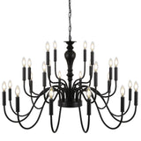 Farmhouse Dining Room Black Chandelier, Modern 24 Light Black Large