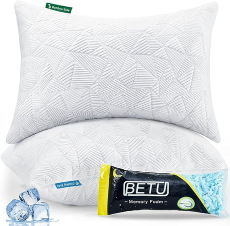 Cooling Pillows Queen Size Set of 2, Shredded Memory Foam Cool Pillows for Hot Sleepers,