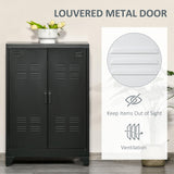 Industrial Storage Cabinet, Steel Garage Cabinet with Double Doors and Adjustable Shelves