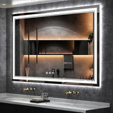 60x36 Inch Black Framed LED Bathroom Mirror with Anti-Fog