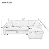 87.4'' Reversible Sleeper Sectional Sofa Couch with Pull-Out Sleeper Bed, L-Shape 3-Seater Convertible Corner