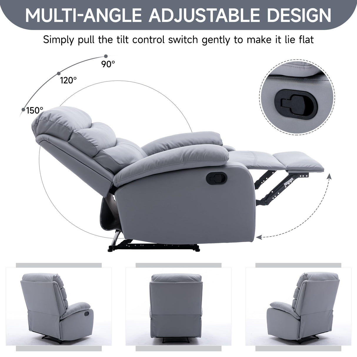 Manual Recliner Chairs for Adults, Lazy Boy Recliner Chair with Tech Cloth,