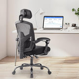 Ergonomic High-Back Mesh Office Chair with Footrest - Blue