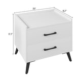 White Nightstand with 2 Storage Drawer,Modern Classics Bedside Table