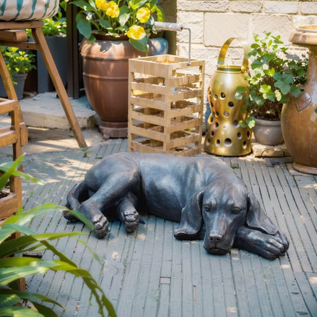 Garden Statue Outdoor Decorations Dog-Figurine - Sleeping Dog Sculptures Resin Sculpture