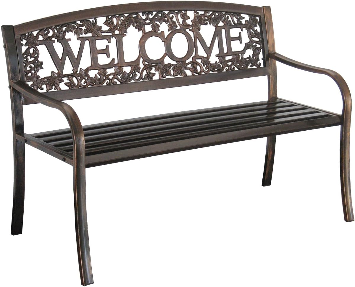 Metal Welcome Outdoor Bench