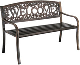 Metal Welcome Outdoor Bench