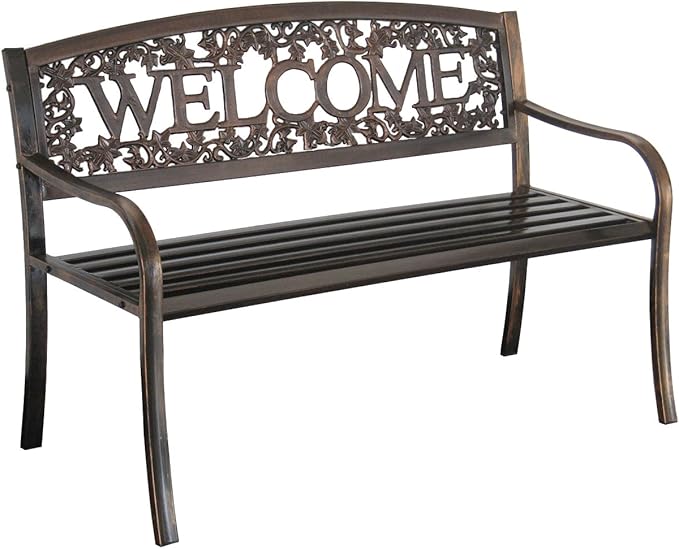 Metal Welcome Outdoor Bench